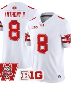 Alternative view of Vinny Anthony II Jersey #8 Wisconsin Badgers Throwback Stitched