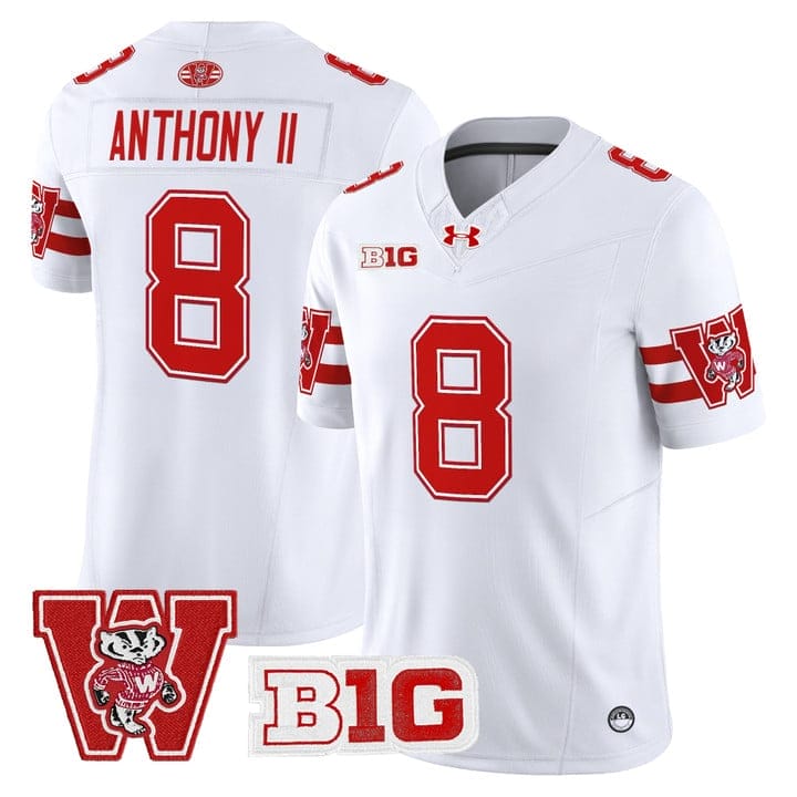 Vinny Anthony II Jersey #8 Wisconsin Badgers Throwback Stitched 2 Vinny Anthony II Jersey #8 Wisconsin Badgers Throwback Stitched - Image 2