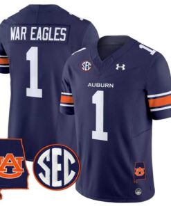 War Eagles Jersey #1 Auburn Tigers 2025 Alabama Patch Stitched 9 War Eagles Jersey 1 Auburn Tigers 2025 Alabama Patch Stitched Navy