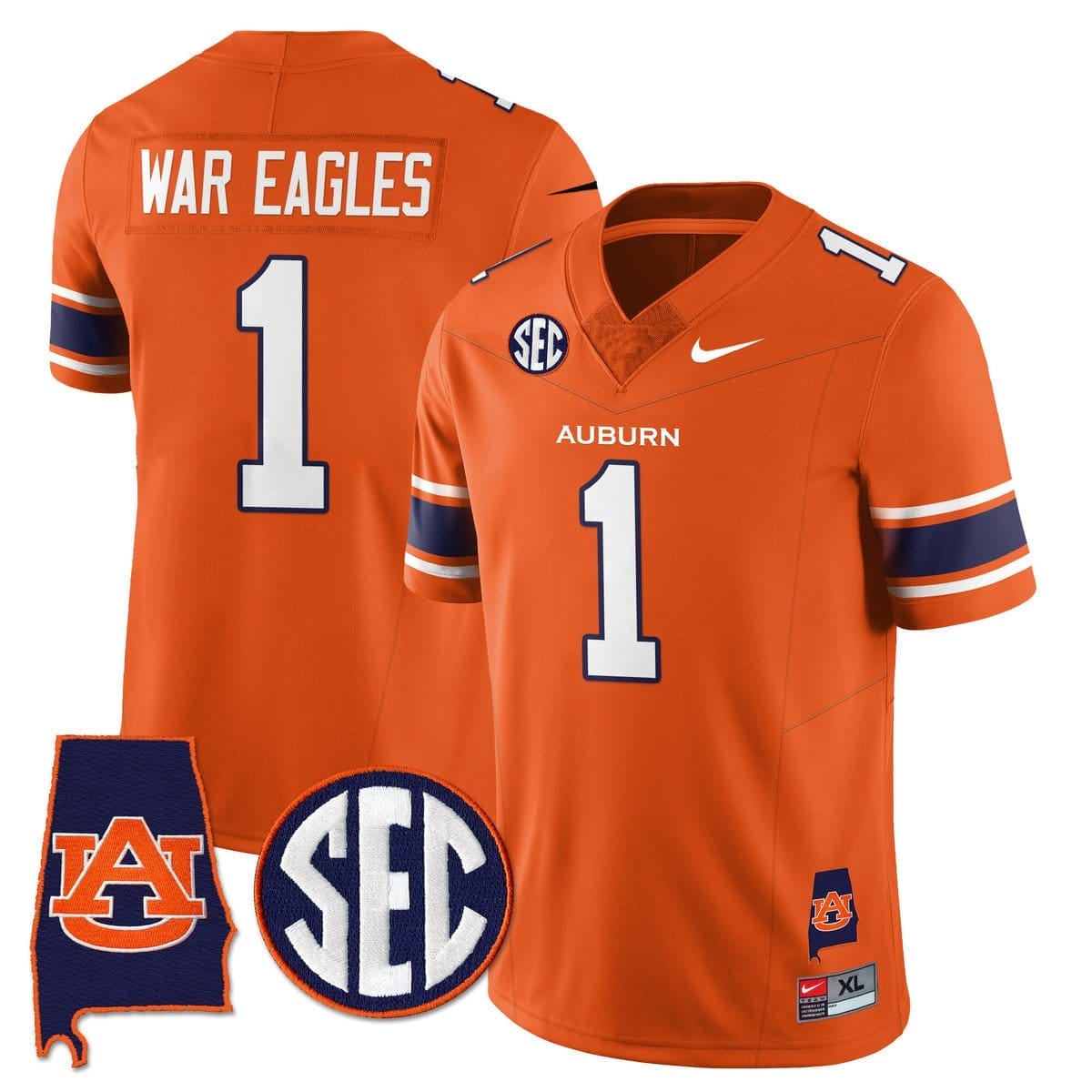 War Eagles Jersey #1 Auburn Tigers Alabama Patch Vapor Stitched - Image 5