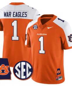 War Eagles Jersey 1 Auburn Tigers Alabama Patch Vapor Stitched Orange Alter