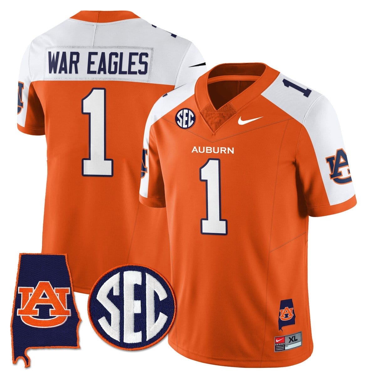 War Eagles Jersey #1 Auburn Tigers Alabama Patch Vapor Stitched - Image 4