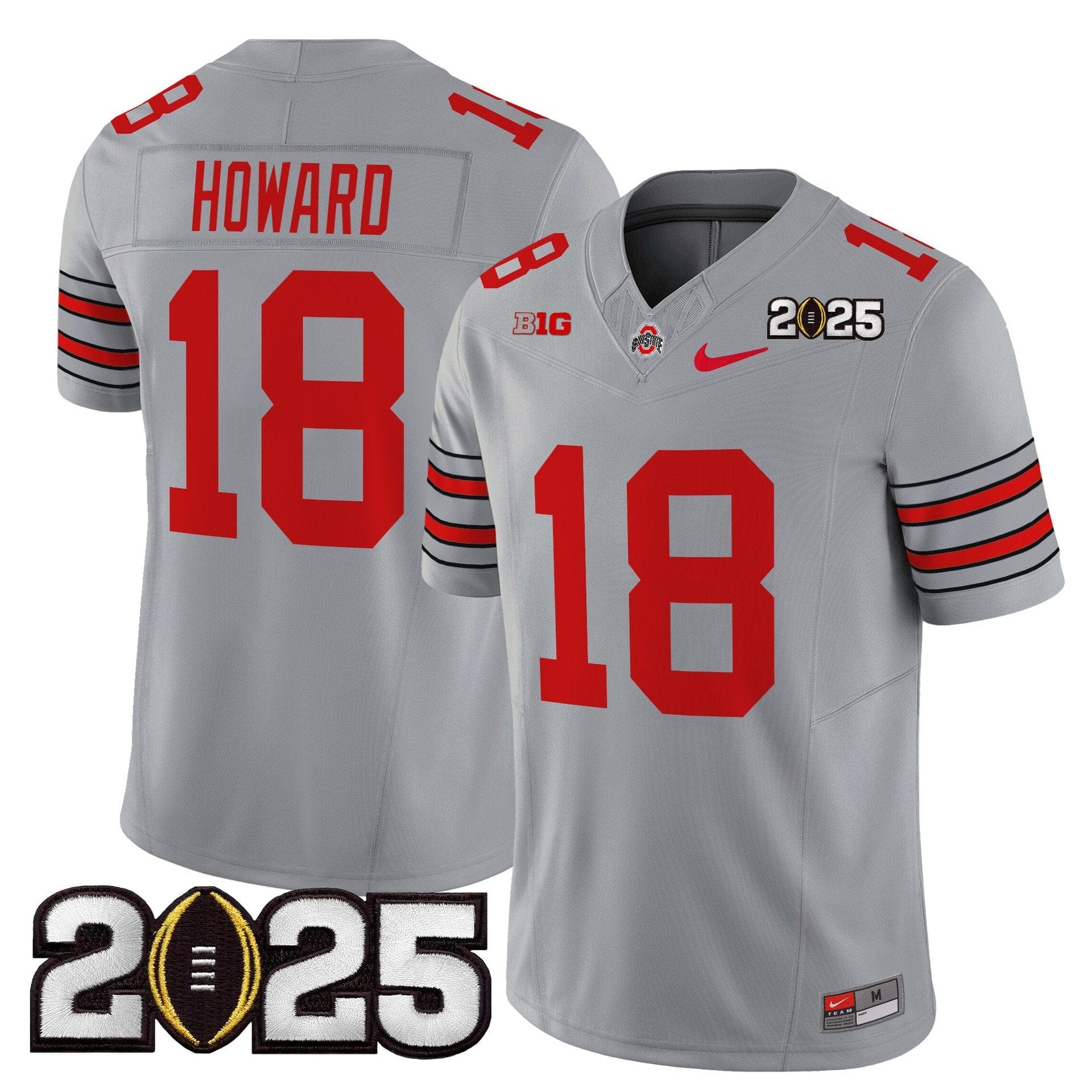 Will Howard Jersey #18 Ohio State Heritage Stripe 2025 CFP Final Stitched - Image 3
