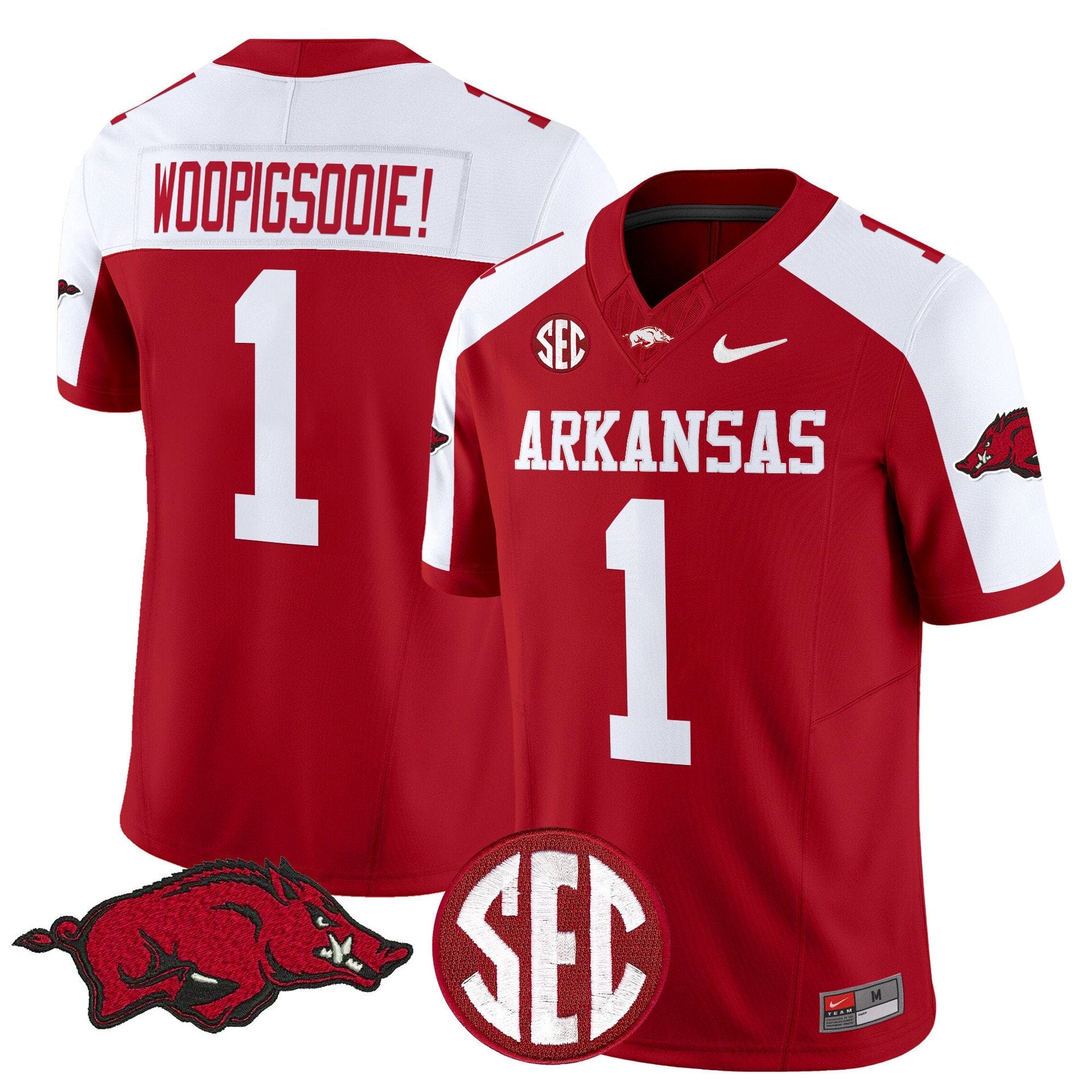Woo Pig Sooie Jersey #1 Arkansas Razorbacks Limited Stitched - Image 4