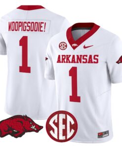 Alternative view of Woo Pig Sooie Jersey #1 Arkansas Razorbacks Limited Stitched