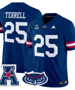 Xavier Terrell Jersey 25 Florida Atlantic Owls 2025 All Stitched Blue