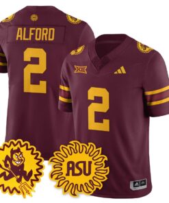 Xavion Alford Jersey 2 Arizona State Sun Devils 1975 Throwback Stitched Maroon