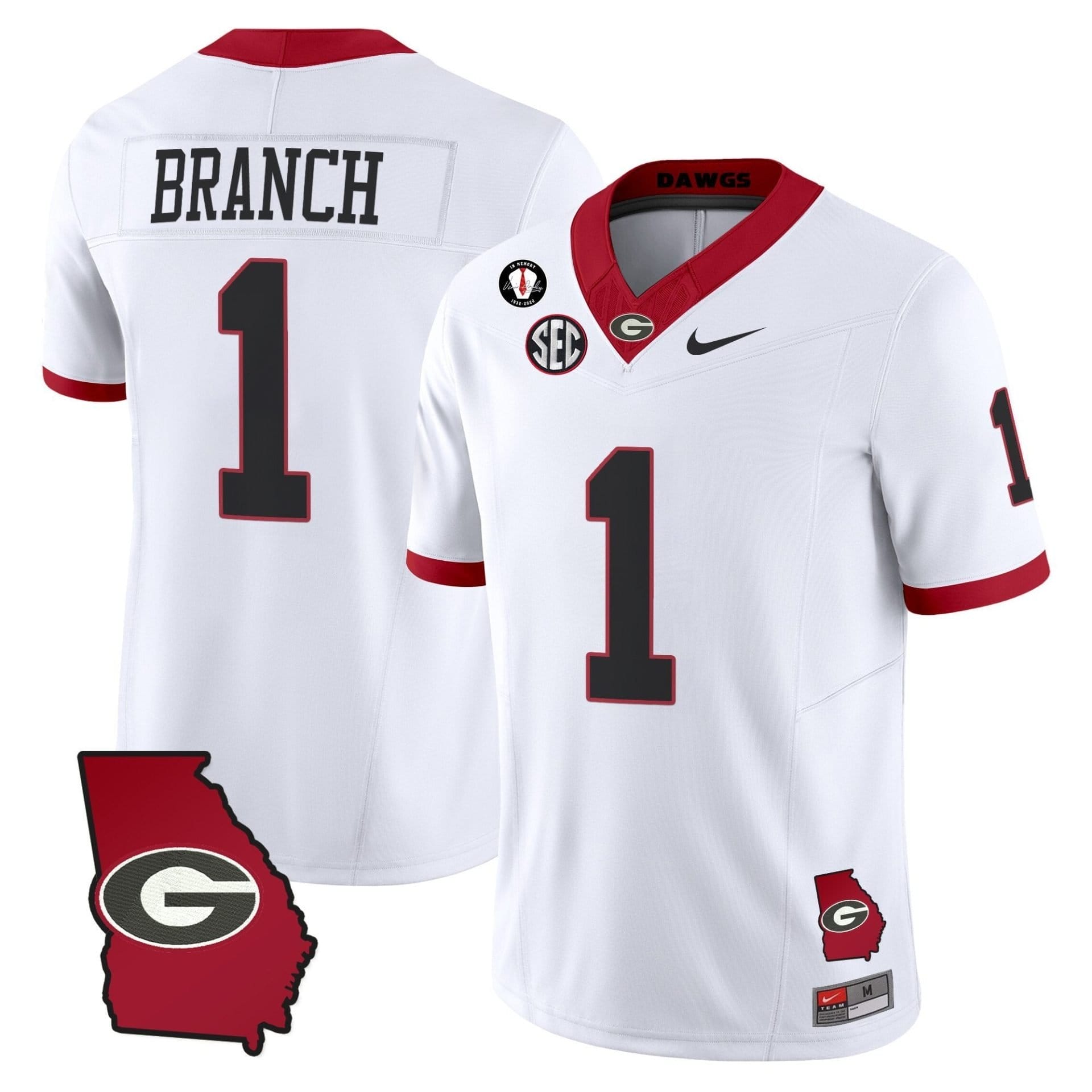 Zachariah Branch Jersey #1 Georgia Bulldogs 2025 Georgia Map, Vince Dooley Stitched - Image 2