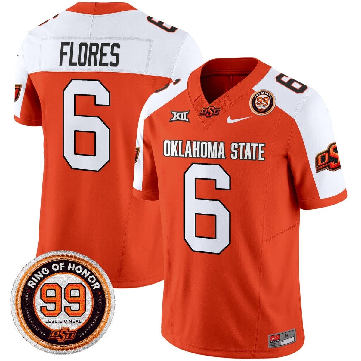 Zane Flores Jersey #6 Oklahoma State Cowboys 2025 Leslie O'neal Patch 4 Zane Flores Jersey #6 Oklahoma State Cowboys 2025 Leslie O'neal Patch - Image 4