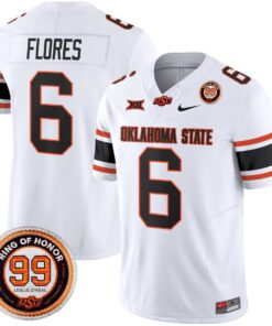 Alternative view of Zane Flores Jersey #6 Oklahoma State Cowboys 2025 Leslie O'neal Patch