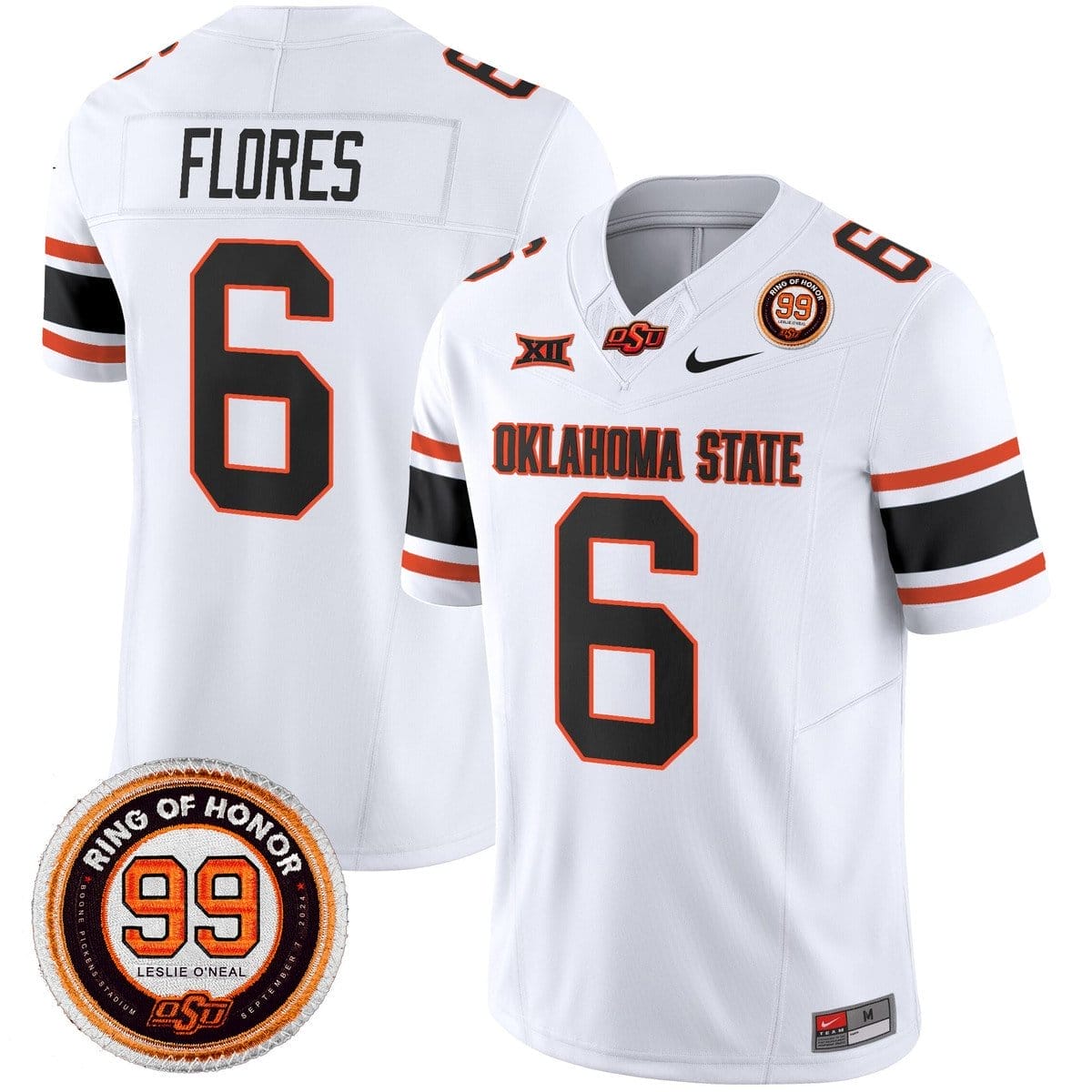 Zane Flores Jersey #6 Oklahoma State Cowboys 2025 Leslie O'neal Patch 2 Zane Flores Jersey #6 Oklahoma State Cowboys 2025 Leslie O'neal Patch - Image 2