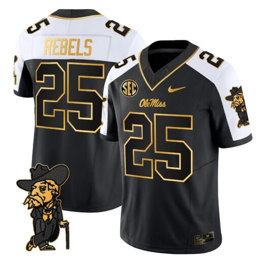 Men's Ole Miss Rebels 2025 Gold Vapor Limited Jersey - All Stitched - Image 19
