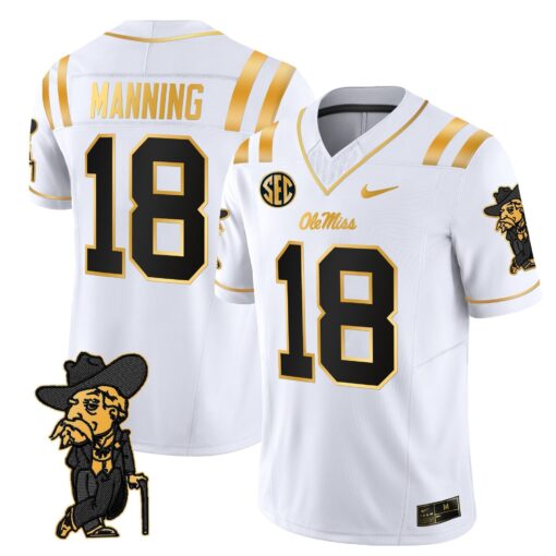 Men's Ole Miss Rebels 2025 Gold Vapor Limited Jersey - All Stitched - Image 28