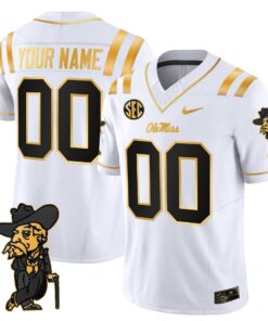 Alternative view of Ole Miss Rebels 2025 Gold Vapor Limited Custom Jersey - All Stitched