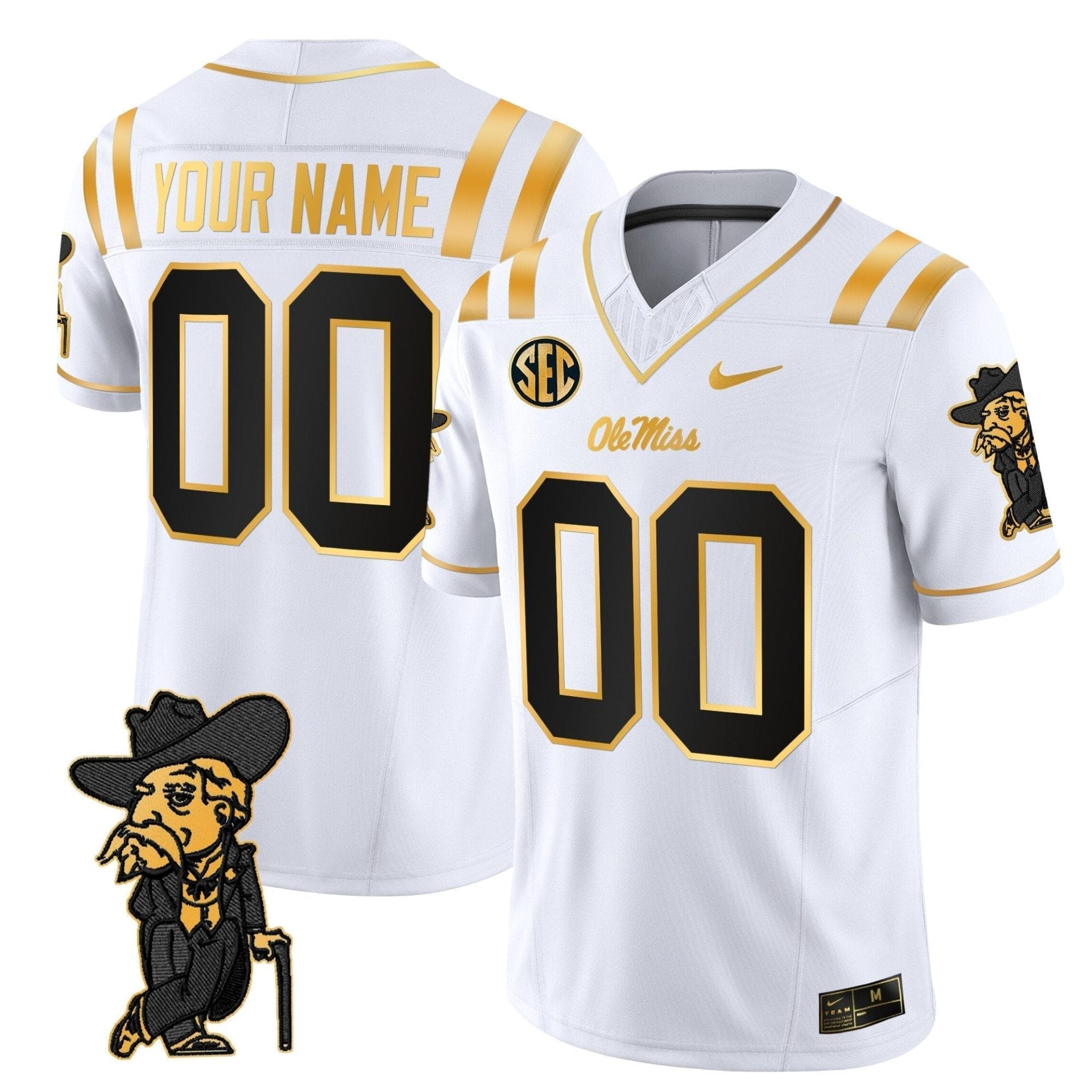 Ole Miss Rebels 2025 Gold Vapor Limited Custom Jersey - All Stitched 2 Ole Miss Rebels 2025 Gold Vapor Limited Custom Jersey - All Stitched - Image 2