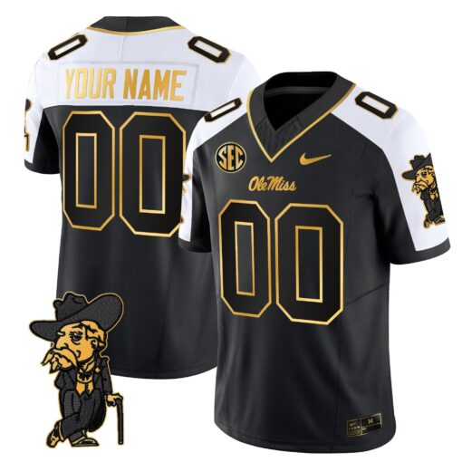 Ole Miss Rebels 2025 Gold Vapor Limited Custom Jersey - All Stitched - Image 4