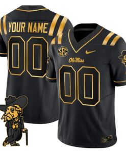 Ole Miss Rebels 2025 Gold Vapor Limited Custom Jersey - All Stitched