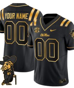 Ole Miss Rebels 2025 Gold Vapor Limited Custom Jersey - All Stitched