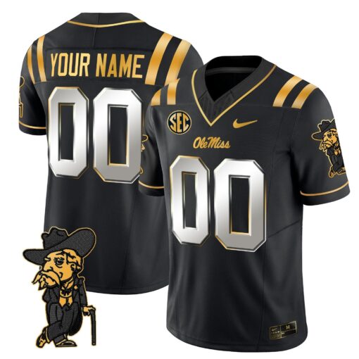 Ole Miss Rebels 2025 Gold Vapor Limited Custom Jersey - All Stitched - Image 3
