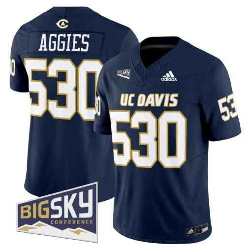 Men's UC Davis Aggies 2025 'Lake Tahoe Patch' Vapor Limited Jersey - All Stitched - Image 5