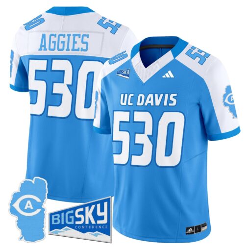 Men's UC Davis Aggies 2025 'Lake Tahoe Patch' Vapor Limited Jersey - All Stitched - Image 15