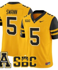 AJ Swann Jersey 5 App State Mountaineers 2025 Vapor Limited Stitched Gold