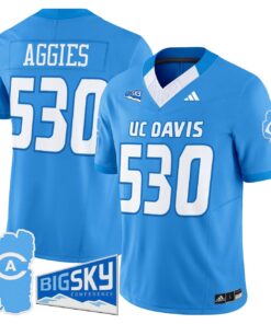 Aggies Jersey 530 UC Davis Aggies 2025 Lake Tahoe Patch Stitched Aqua b512e30a f3be 4e56 9b44 4eac271bfcde