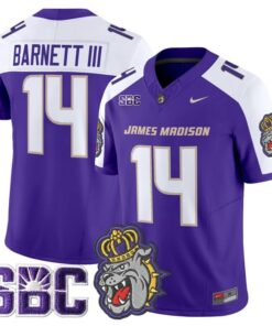 Alonza Barnett III Jersey 14 James Madison Dukes 2025 Stitched Purple Alter