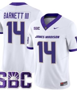 Alonza Barnett III Jersey 14 James Madison Dukes 2025 Stitched White