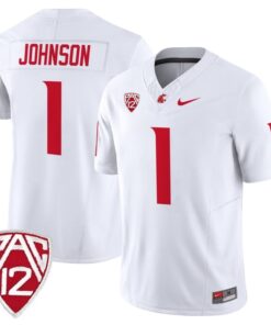 Angel Johnson Jersey 1 Washington State Cougars 2025 Vapor Stitched White