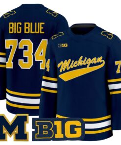 Alternative view of Big Blue Jersey #734 Michigan Wolverines 2025-26 Premium All Stitched