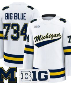 Big Blue Jersey 734 Michigan Wolverines 2025 26 Premium Stitched White