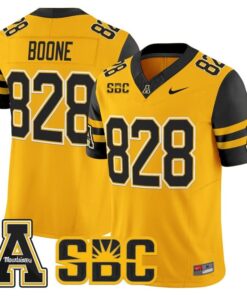 Boone Jersey #828 App State Mountaineers 2025 Vapor Limited Stitched 6 Boone Jersey 828 App State Mountaineers 2025 Vapor Limited Stitched Gold