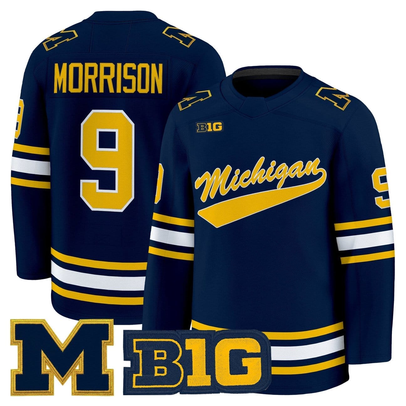 Brendan Morrison Jersey #9 Michigan Wolverines 2025-26 Premium All Stitched 2 Brendan Morrison Jersey #9 Michigan Wolverines 2025-26 Premium All Stitched - Image 2