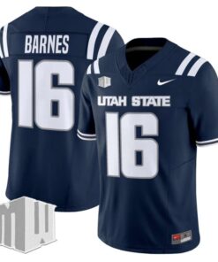 Bryson Barnes Jersey #16 Utah State Aggies 2025 Vapor Limited Stitched Navy