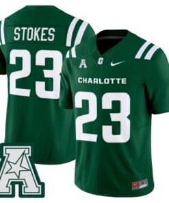 CJ Stokes Jersey #23 Charlotte 49ers 2025 Vapor Limited Stitched 9 CJ Stokes Jersey 23 Charlotte 49ers 2025 Vapor Limited Stitched Green