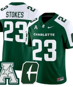 CJ Stokes Jersey #23 Charlotte 49ers 2025 Vapor Limited Stitched 8 CJ Stokes Jersey 23 Charlotte 49ers 2025 Vapor Limited Stitched Green Alter