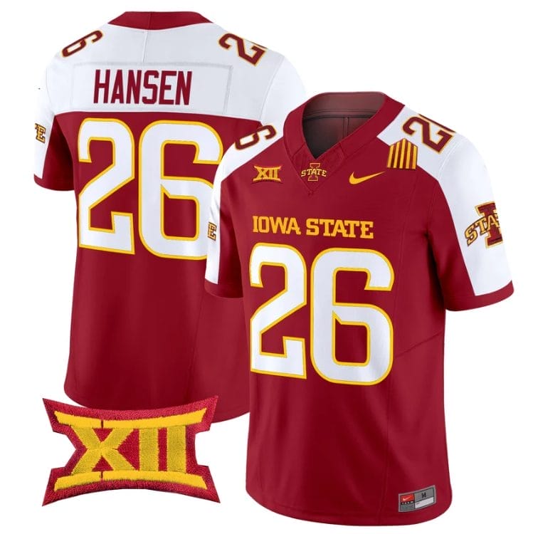 Carson Hansen Jersey #26 Iowa State Cyclones 2025 Limited Stitched Cardinal Alter 1 Carson Hansen Jersey #26 Iowa State Cyclones 2025 Limited Stitched Cardinal Alter