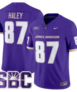 Charles Haley Jersey 87 James Madison Dukes 2025 Vapor Stitched Purple