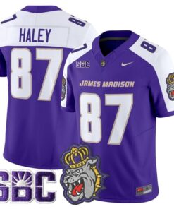 Charles Haley Jersey 87 James Madison Dukes 2025 Vapor Stitched Purple Alter