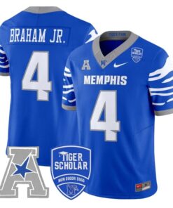 Cortez Braham Jr Jersey #4 Memphis Tigers 2025 Vapor Limited Stitched Royal