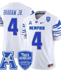 Cortez Braham Jr Jersey #4 Memphis Tigers 2025 Vapor Limited Stitched White