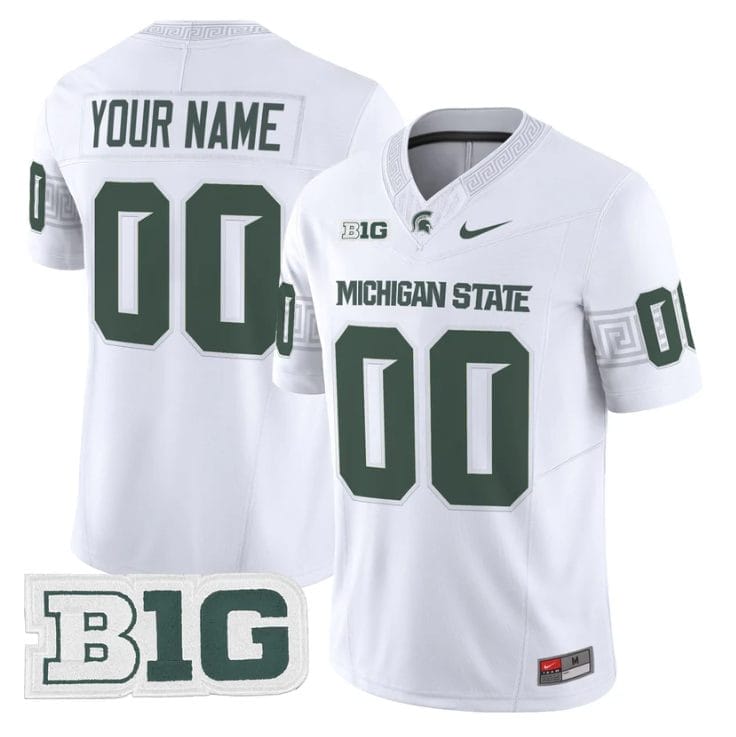 Custom Michigan State Spartans Jersey 2025 Vapor Limited Stitched White 1 Custom Michigan State Spartans Jersey 2025 Vapor Limited Stitched White