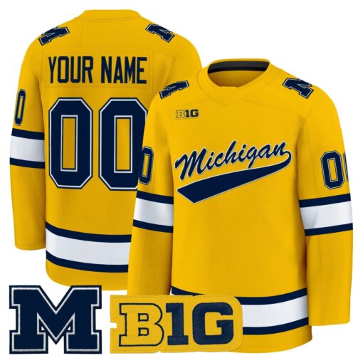 Custom Michigan Wolverines Jersey Name, Number 2025-26 Premium Stitched Maize