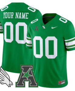 Custom North Texas Mean Green Jersey 2025 Vapor Limited Stitched Green