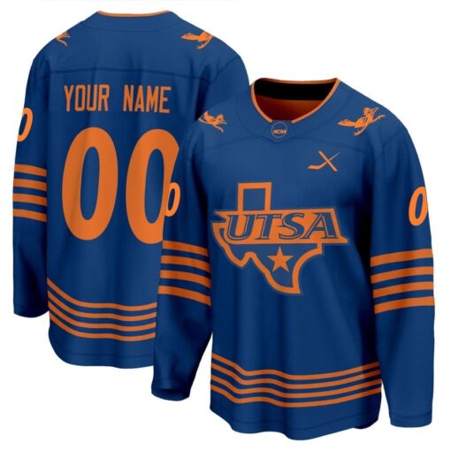 Custom UTSA Hockey Jersey Name and Number All Stitched Navy