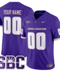 Custom James Madison Dukes Jersey Name Number 2025 Vapor Stitched Purple
