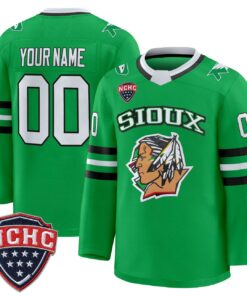 Alternative view of Custom North Dakota Fighting Hawks Jersey 2025-26 Premium Stitched