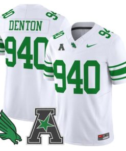 Denton Jersey #940 North Texas Mean Green 2025 Vapor Limited Stitched White