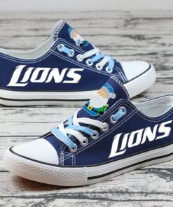 Detroit Lions Limited Print NFL Students Low Top Canvas Shoes Sport Sneakers 2